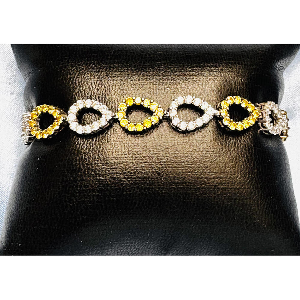 Gold Plated over Sterling Silver Tear Drop Shaped Yellow and White Crystal Link